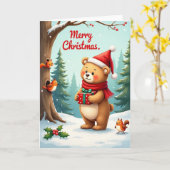 Weihnachtsgeschenkbär Karte (Gelbe Blume)
