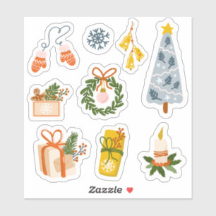 Weihnachtsgeschenkblatt mit 9 Aufklebern Aufkleber