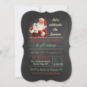 Weihnachtsgeschenkbörse Vintag Santa Chalkboard Einladung (Vorderseite)