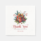 Weihnachtsgeschenkbox, Danke Retro-Typografie Serviette (Vorderseite)