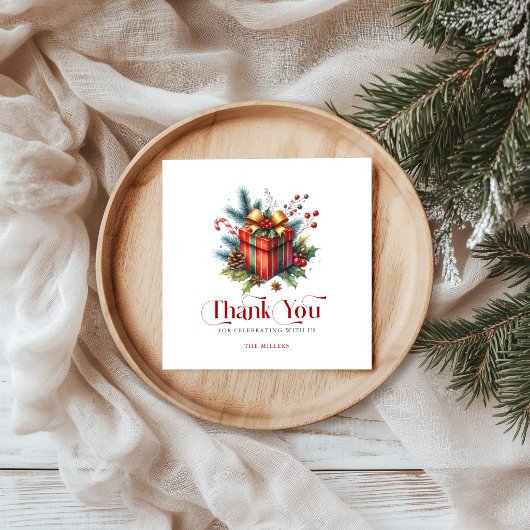 Weihnachtsgeschenkbox, Danke Retro-Typografie Serviette