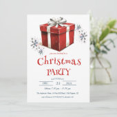 Weihnachtsgeschenkbox I Weihnachtsfest Party Einladung (Stehend Vorderseite)