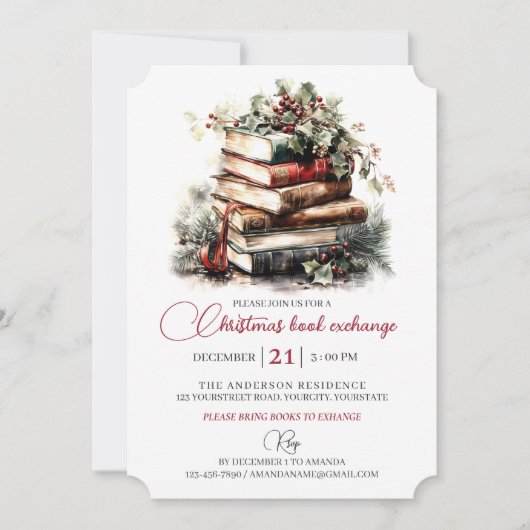 Weihnachtsgeschenkbuch-Party Einladung (Vorderseite)