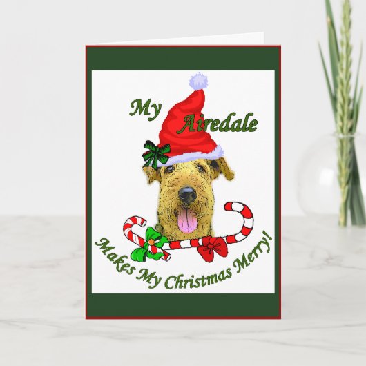 Weihnachtsgeschenke Airedales Terrier Feiertagskarte (Vorderseite)