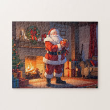 Weihnachtsgeschenke an einem warmen Weihnachtsfeue