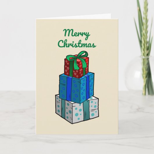 Weihnachtsgeschenke auf der Weihnachtskarte Feiertagskarte (Vorderseite)