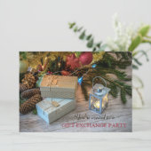 Weihnachtsgeschenke Austausch Party Einladung (Stehend Vorderseite)