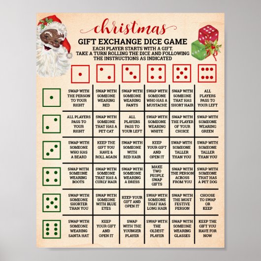 Weihnachtsgeschenke Austausch Roll-Dice-Spiel-Zeic Poster (Vorne)