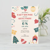 Weihnachtsgeschenke Babydusche Einladung (Stehend Vorderseite)