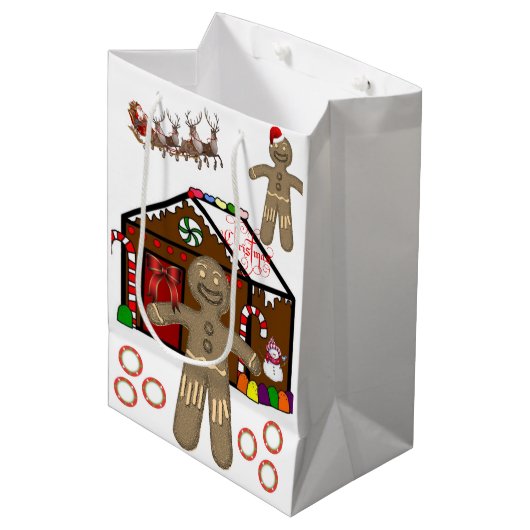 Weihnachtsgeschenke Bags Gingerbrot Mann Mittlere Geschenktüte (Vorderseite Schrägansicht)