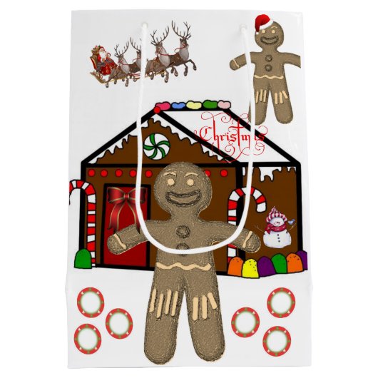 Weihnachtsgeschenke Bags Gingerbrot Mann Mittlere Geschenktüte (Rückseite)