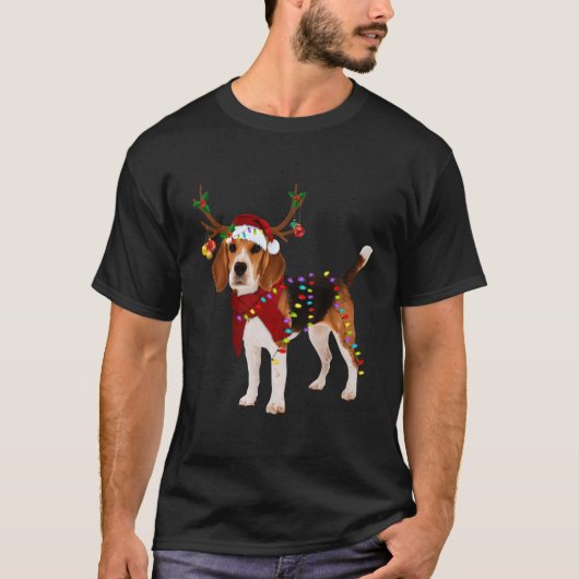 Weihnachtsgeschenke Beagle Reindeer Light T-Shirt (Vorderseite)