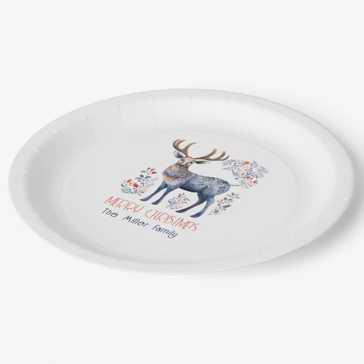 Weihnachtsgeschenke der skandinavischen Folk Renti Pappteller (Schrägansicht)