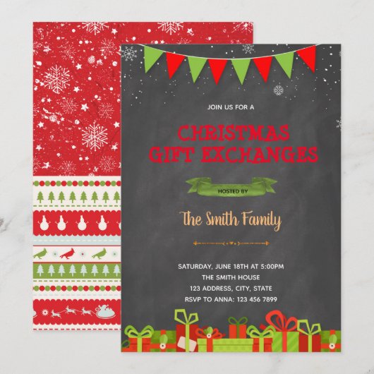 Weihnachtsgeschenke Einladung (Vorne/Hinten)