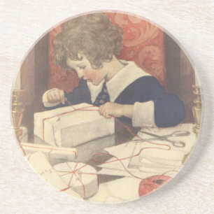 Weihnachtsgeschenke einpacken, Jessie Willcox Smit Getränkeuntersetzer