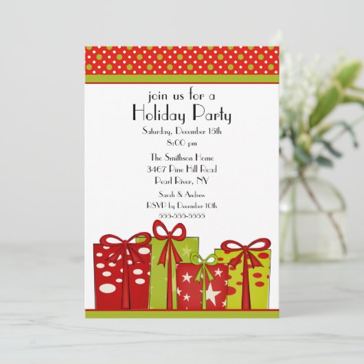 Weihnachtsgeschenke Feiertag Einladung (Stehend Vorderseite)