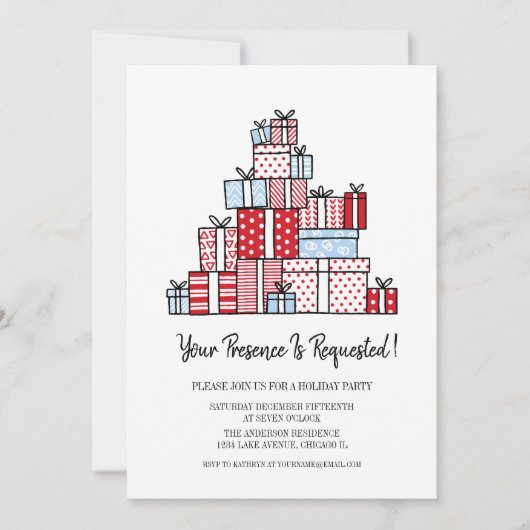 Weihnachtsgeschenke Feiertag Einladungskarte Einladung (Vorderseite)