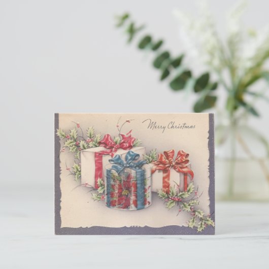 Weihnachtsgeschenke Feiertagspostkarte (Stehend Vorderseite)