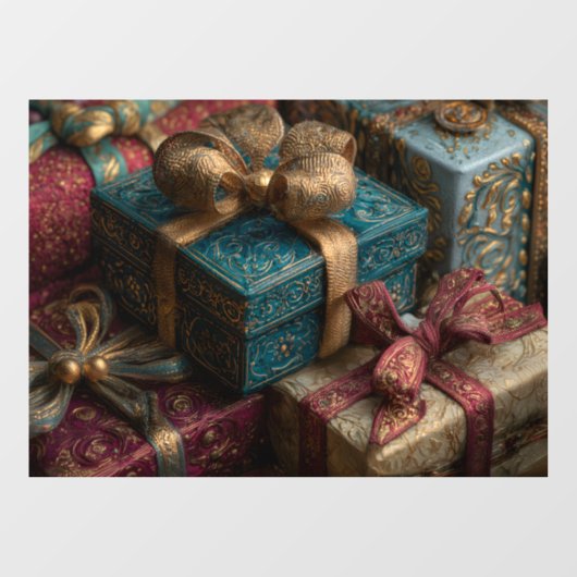 Weihnachtsgeschenke Fensteraufkleber (Blatt)