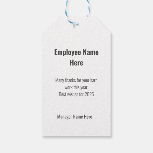 Weihnachtsgeschenke für Angestellte Geschenkanhänger (Rückseite)