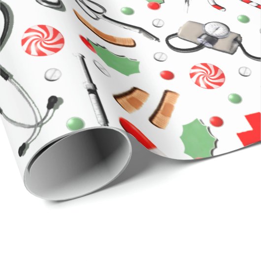 Weihnachtsgeschenke für Ärzte oder Krankenschweste Geschenkpapier (Rolleneckpunkt)