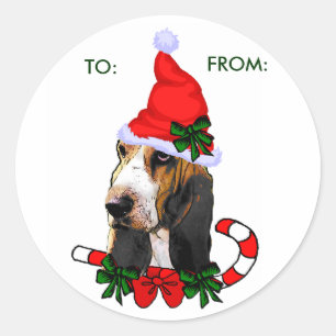 Weihnachtsgeschenke für Basset-Weihnachten AN: Runder Aufkleber