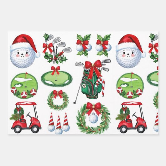 Weihnachtsgeschenke für Golfer Geschenkpapier Set (Vorderseite)