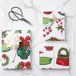 Weihnachtsgeschenke für Golfer Geschenkpapier Set