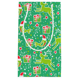 Weihnachtsgeschenke für Rentiere und Vögel der grü Kleine Geschenktüte