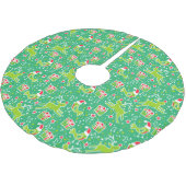 Weihnachtsgeschenke für Rentiere und Vögel Roter R Polyester Weihnachtsbaumdecke (Schrägansicht)