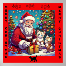 Weihnachtsgeschenke für zwei junge Kätzchen Poster