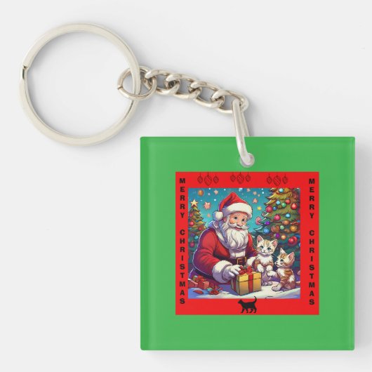 Weihnachtsgeschenke für zwei junge Kätzchen Schlüsselanhänger (Vorderseite)