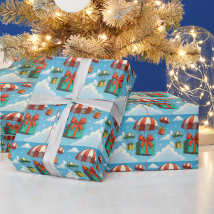 Weihnachtsgeschenke, geliefert durch Fallschirme Geschenkpapier