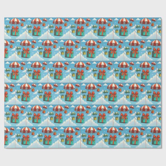 Weihnachtsgeschenke, geliefert durch Fallschirme Geschenkpapier (Flach)