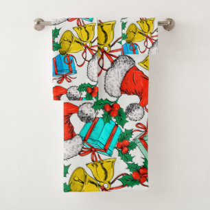Weihnachtsgeschenke, Geschenke und Glocken Badhandtuch Set