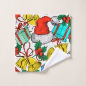 Weihnachtsgeschenke, Geschenke und Glocken Badhandtuch Set (Waschlappen)