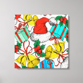 Weihnachtsgeschenke, Geschenke und Glocken Leinwanddruck (Vorderseite)