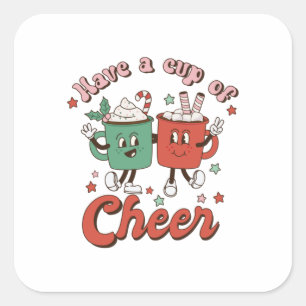 Weihnachtsgeschenke haben eine Tasse Fröhlichkeit Quadratischer Aufkleber