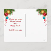 Weihnachtsgeschenke im Schnee Feiertagspostkarte (Rückseite)