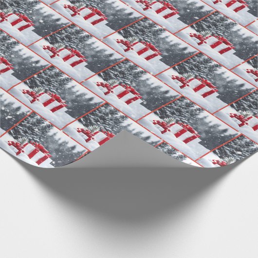 Weihnachtsgeschenke im Schnee Geschenkpapier (Ecke)