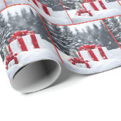 Weihnachtsgeschenke im Schnee Geschenkpapier (Rolleneckpunkt)