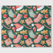 Weihnachtsgeschenke in Aquarellfarbe Lebkuchen Zuc Geschenkpapier (Flach)