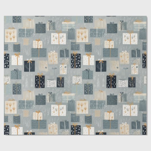 Weihnachtsgeschenke in Grau Gold und Schwarz Geschenkpapier (Flach)