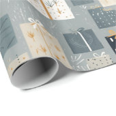 Weihnachtsgeschenke in Grau Gold und Schwarz Geschenkpapier (Rolleneckpunkt)