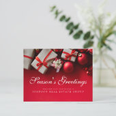 Weihnachtsgeschenke in Rot | Grüße der Jahreszeit Postkarte (Stehend Vorderseite)