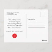 Weihnachtsgeschenke in Rot | Grüße der Jahreszeit Postkarte (Rückseite)