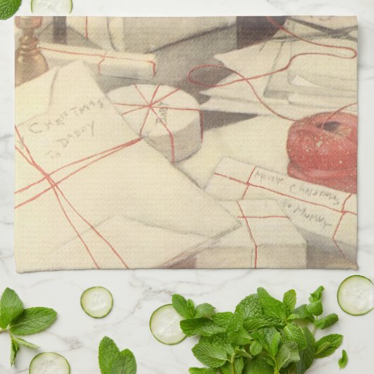 Weihnachtsgeschenke, Jessie Willcox Smith Geschirrtuch (Gefaltet)