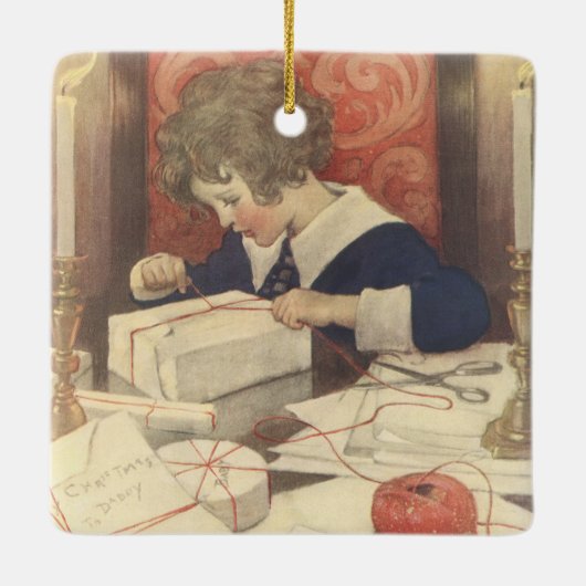 Weihnachtsgeschenke, Jessie Willcox Smith Keramikornament (Rückseite)