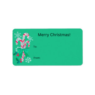 Weihnachtsgeschenke Labels Candy Cane Green Adressaufkleber