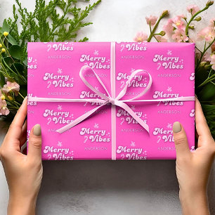 Weihnachtsgeschenke Merry Vibes nur Personalisiert Geschenkpapier